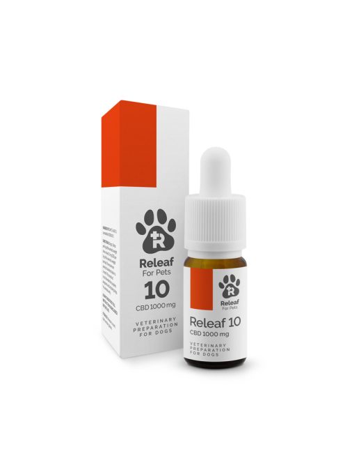 Releaf 10 - állatgyógyászati gyógyhatású termék kutyák számára 1000mg CBD - 10ml