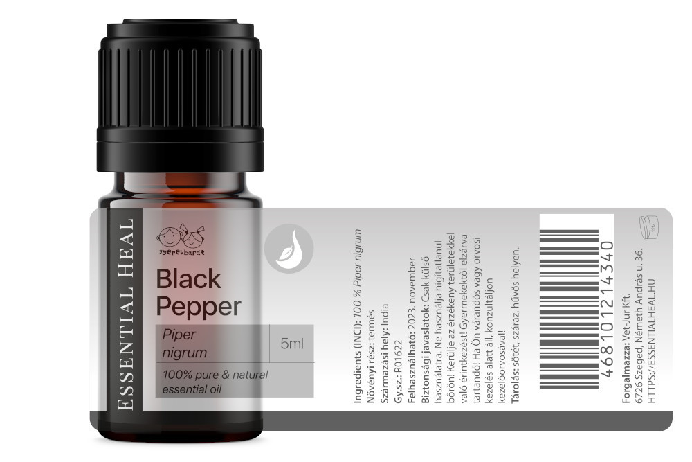 Essential Heal Black Pepper Feketebors Illóolaj 10ml