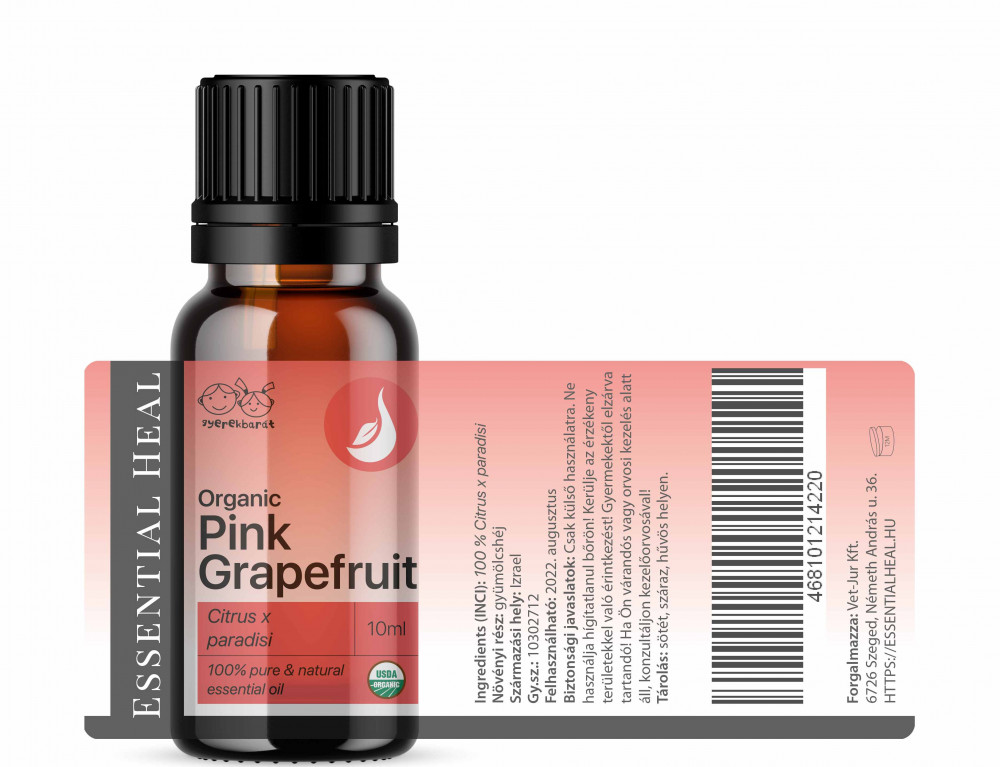 Essential Heal Grapefruit Pink Organic Organikus Pink Grapefruit Illóolaj 10ml